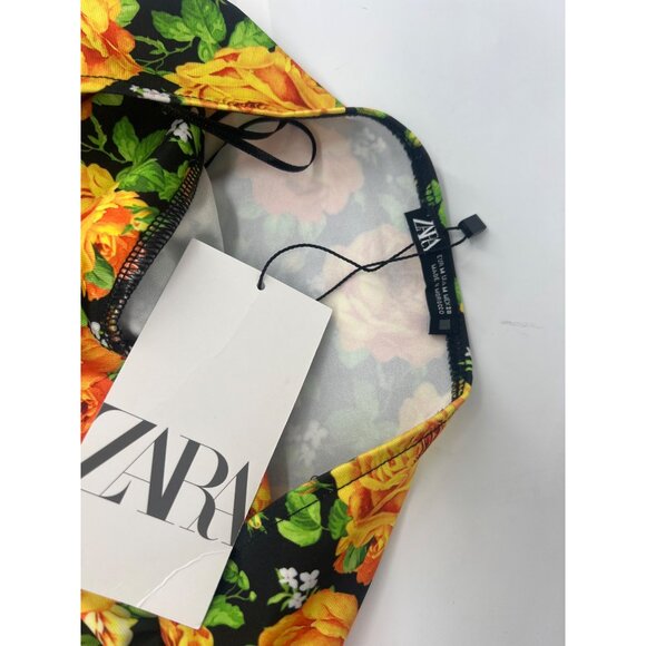 Zara Womens Twist Halter Floral Bodysuit Yellow Size XS NWT - Picture 3 of 5